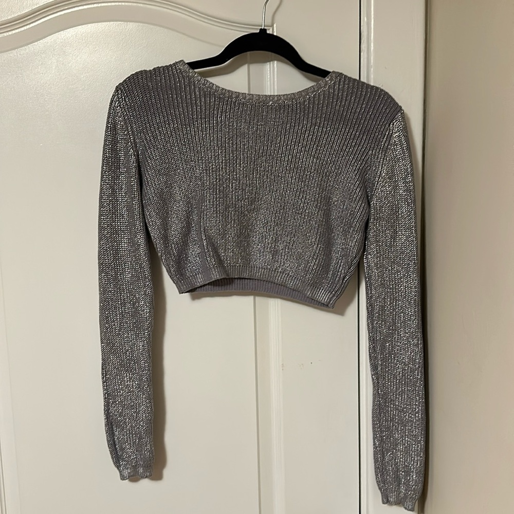 Metallic cropped sweater